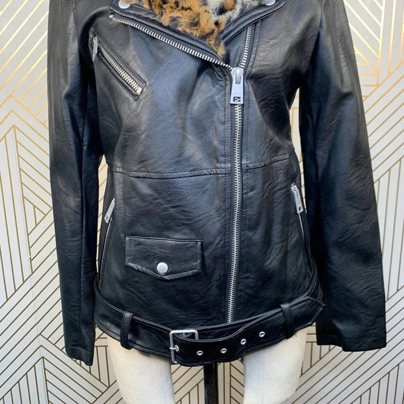Levi's Faux Leather Faux Fur Collared Moto Jacket - Picture 4 of 12